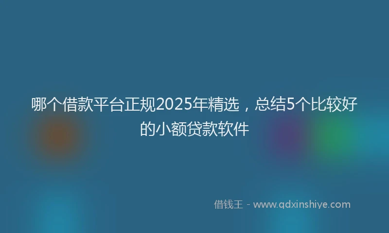 哪个借款平台正规2025年精选，总结5个比较好的小额贷款软件