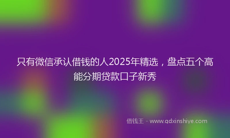 只有微信承认借钱的人2025年精选，盘点五个高能分期贷款口子新秀
