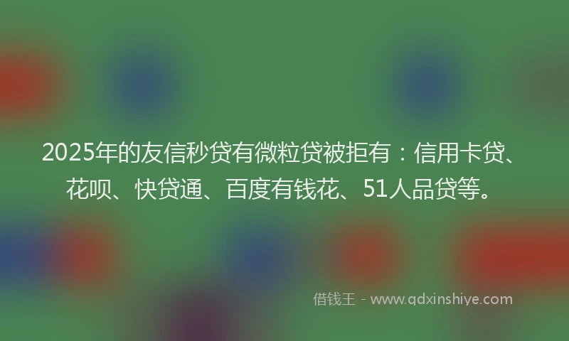 2025年的友信秒贷有微粒贷被拒有：信用卡贷、花呗、快贷通、百度有钱花、51人品贷等。