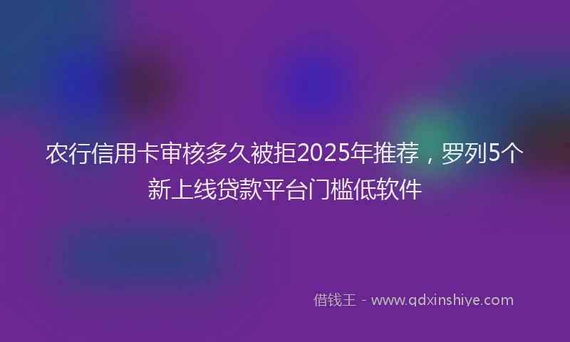 农行信用卡审核多久被拒2025年推荐，罗列5个新上线贷款平台门槛低软件