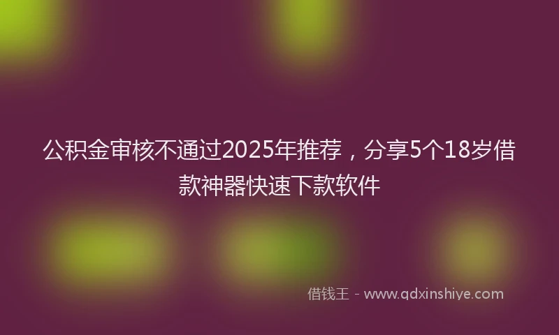 公积金审核不通过2025年推荐，分享5个18岁借款神器快速下款软件