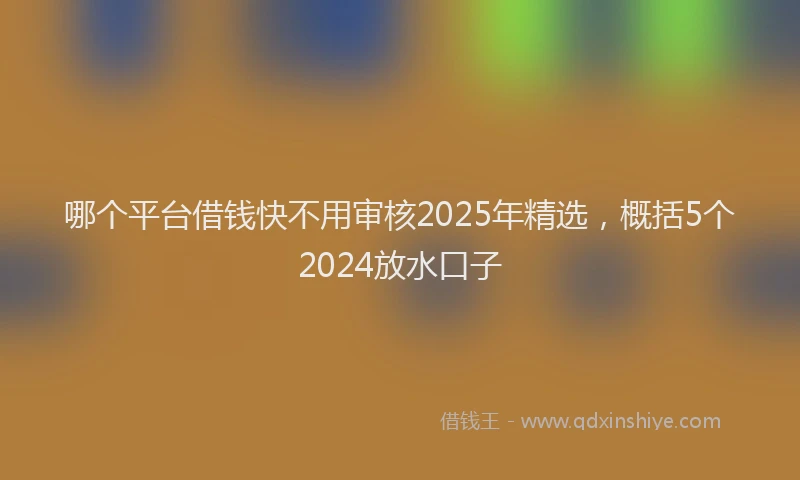 哪个平台借钱快不用审核2025年精选，概括5个2024放水口子