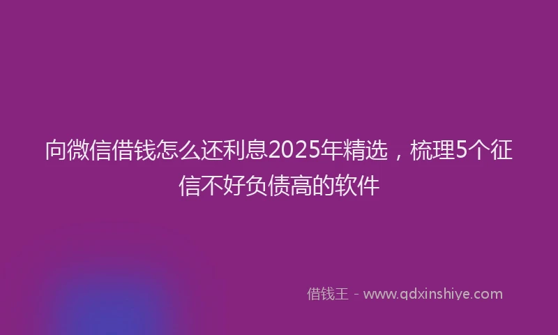 向微信借钱怎么还利息2025年精选，梳理5个征信不好负债高的软件