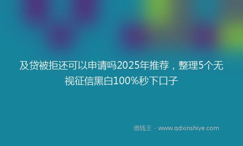 及贷被拒还可以申请吗2025年推荐，整理5个无视征信黑白100%秒下口子