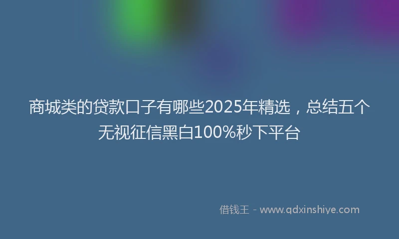商城类的贷款口子有哪些2025年精选，总结五个无视征信黑白100%秒下平台