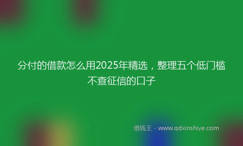 分付的借款怎么用2025年精选，整理五个低门槛不查征信的口子