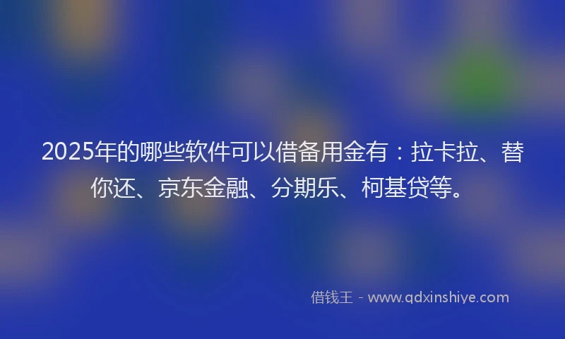 2025年的哪些软件可以借备用金有：拉卡拉、替你还、京东金融、分期乐、柯基贷等。