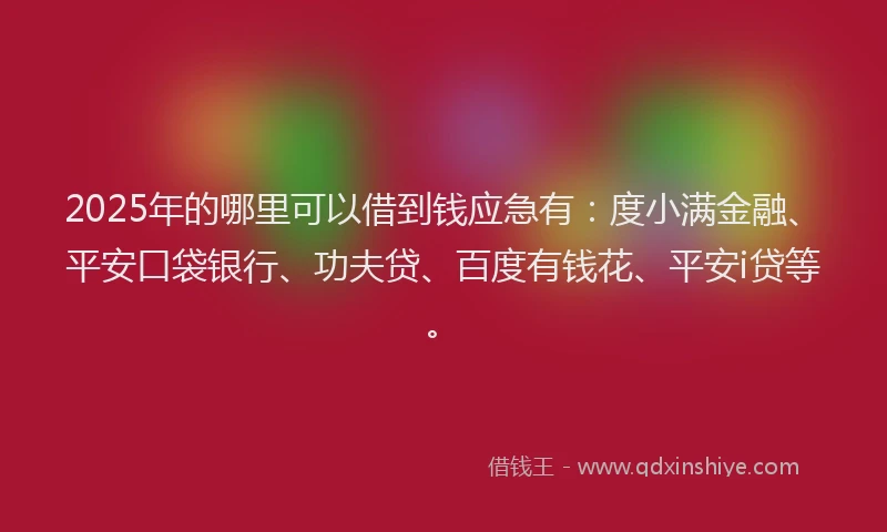2025年的哪里可以借到钱应急有：度小满金融、平安口袋银行、功夫贷、百度有钱花、平安i贷等。