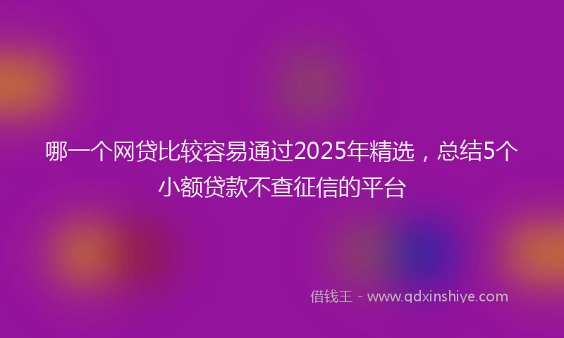哪一个网贷比较容易通过2025年精选，总结5个小额贷款不查征信的平台