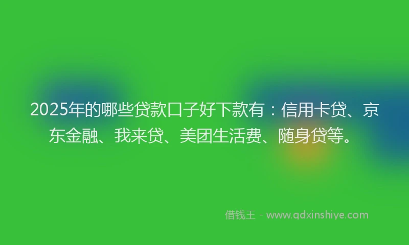 2025年的哪些贷款口子好下款有：信用卡贷、京东金融、我来贷、美团生活费、随身贷等。