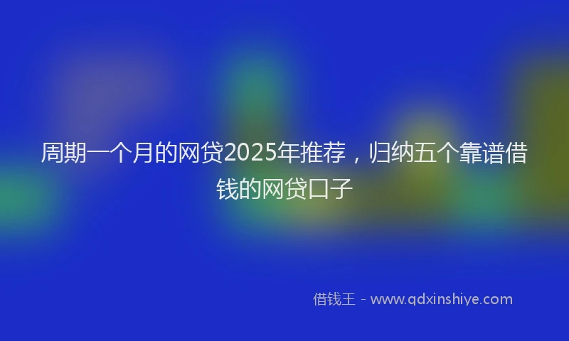 周期一个月的网贷2025年推荐，归纳五个靠谱借钱的网贷口子
