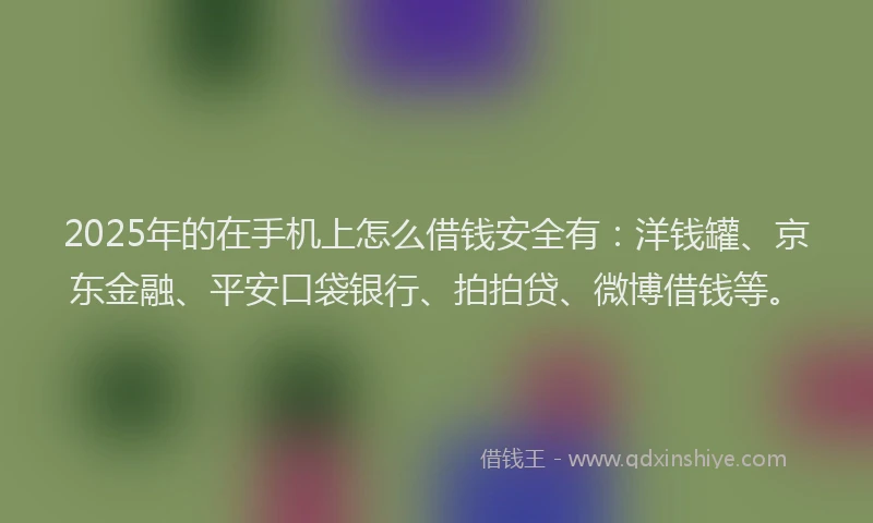 2025年的在手机上怎么借钱安全有：洋钱罐、京东金融、平安口袋银行、拍拍贷、微博借钱等。
