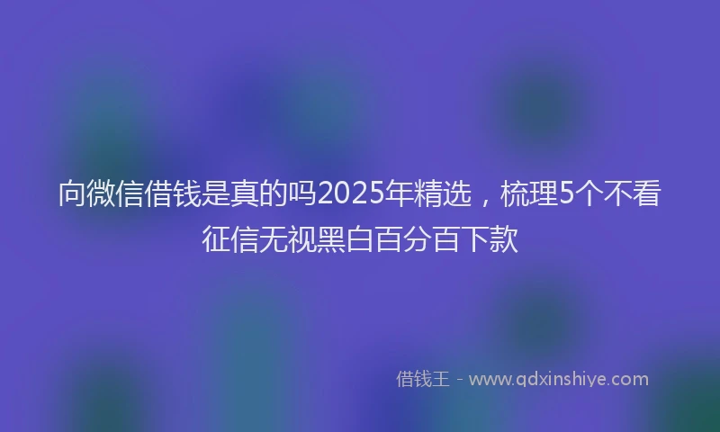 向微信借钱是真的吗2025年精选，梳理5个不看征信无视黑白百分百下款