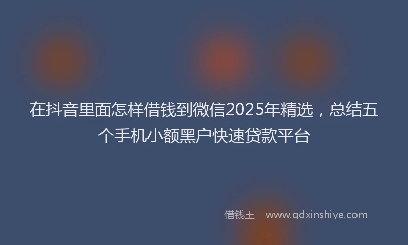 在抖音里面怎样借钱到微信2025年精选，总结五个手机小额黑户快速贷款平台