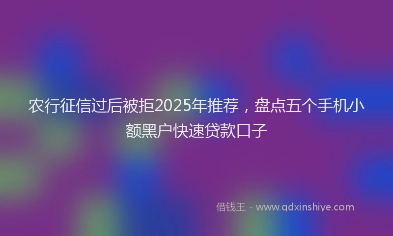 农行征信过后被拒2025年推荐，盘点五个手机小额黑户快速贷款口子