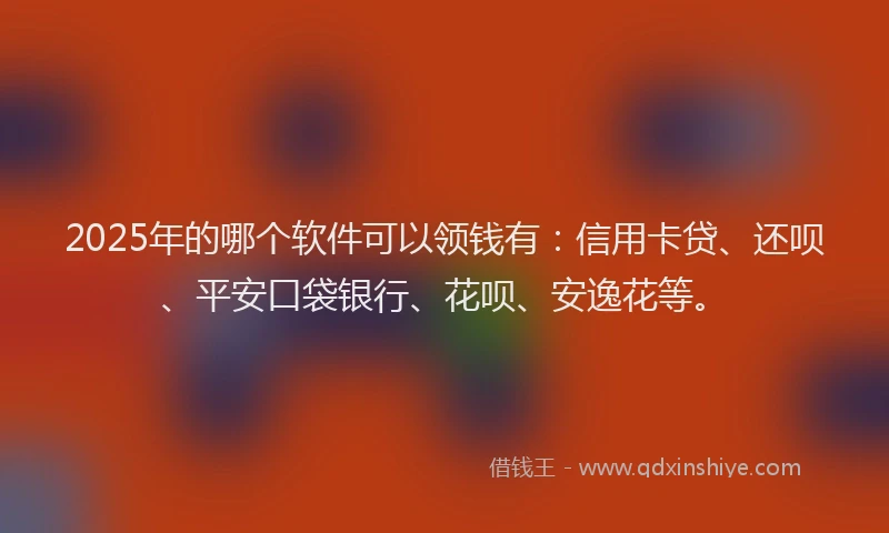 2025年的哪个软件可以领钱有：信用卡贷、还呗、平安口袋银行、花呗、安逸花等。