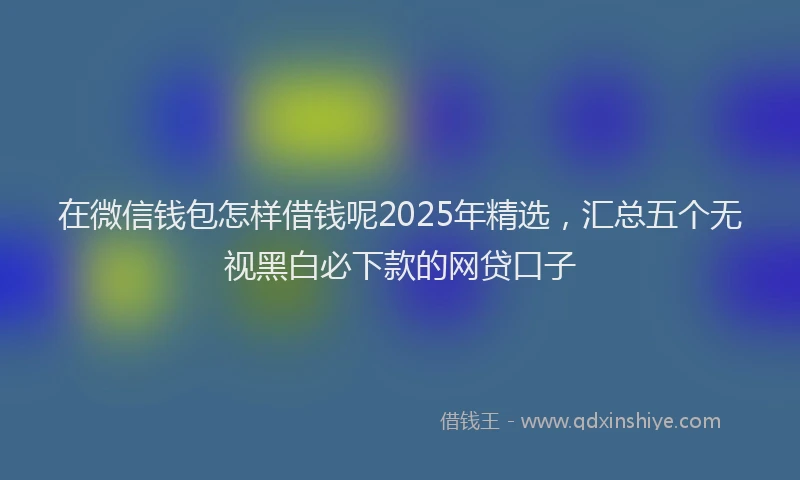 在微信钱包怎样借钱呢2025年精选，汇总五个无视黑白必下款的网贷口子