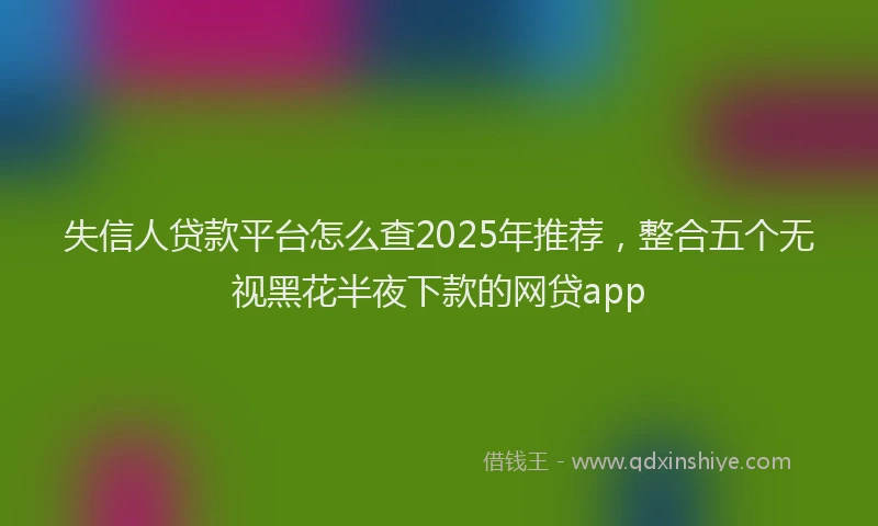 失信人贷款平台怎么查2025年推荐，整合五个无视黑花半夜下款的网贷app