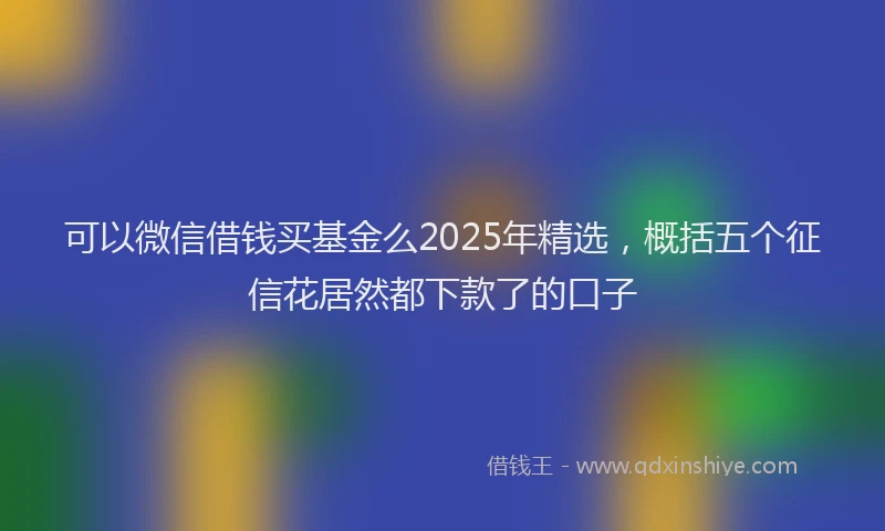 可以微信借钱买基金么2025年精选，概括五个征信花居然都下款了的口子