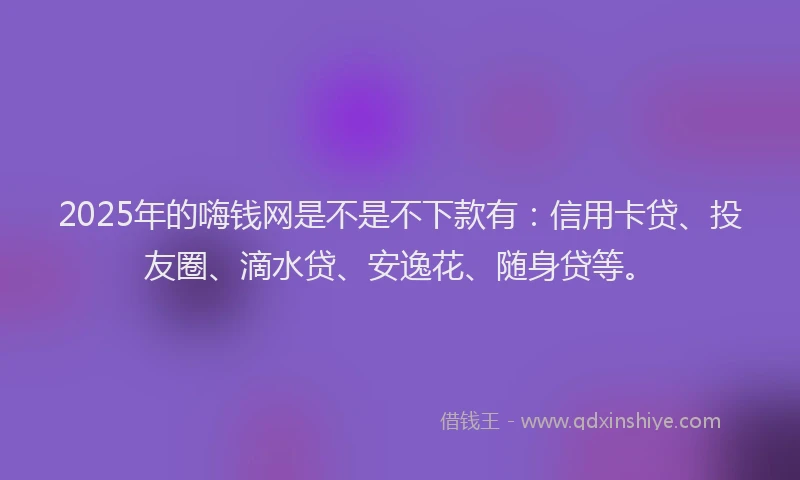 2025年的嗨钱网是不是不下款有：信用卡贷、投友圈、滴水贷、安逸花、随身贷等。