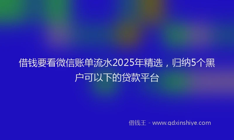 借钱要看微信账单流水2025年精选，归纳5个黑户可以下的贷款平台