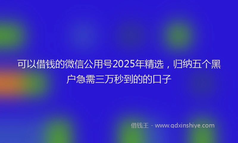 可以借钱的微信公用号2025年精选，归纳五个黑户急需三万秒到的的口子