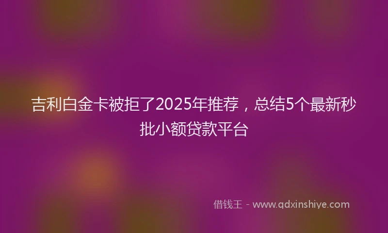 吉利白金卡被拒了2025年推荐，总结5个最新秒批小额贷款平台