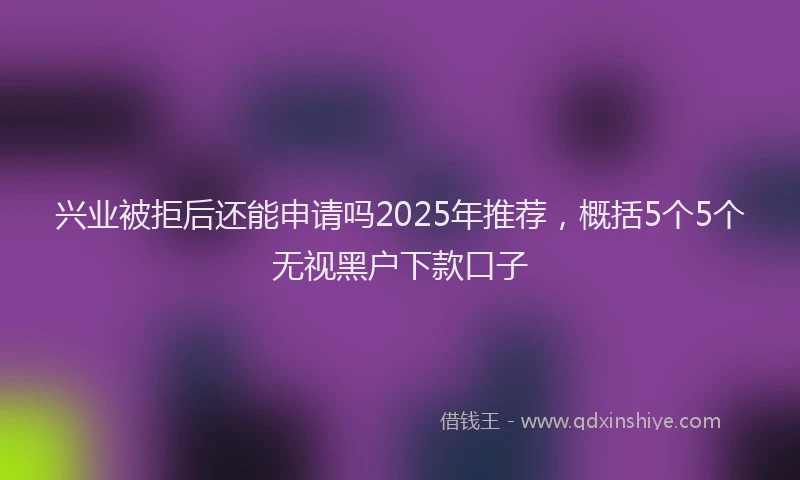 兴业被拒后还能申请吗2025年推荐，概括5个5个无视黑户下款口子