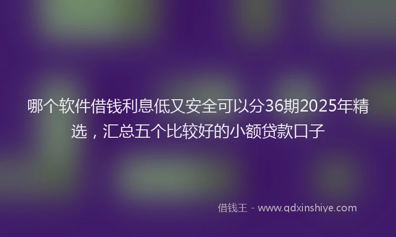 哪个软件借钱利息低又安全可以分36期2025年精选，汇总五个比较好的小额贷款口子