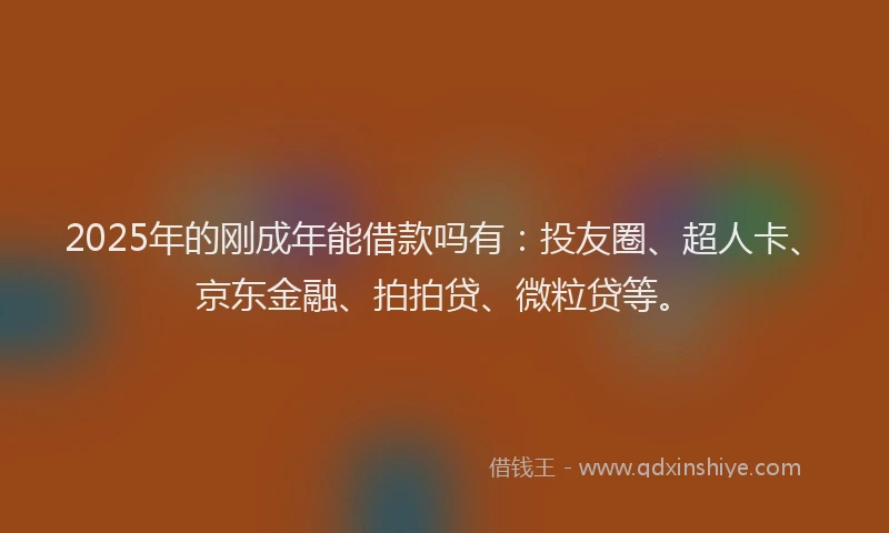 2025年的刚成年能借款吗有：投友圈、超人卡、京东金融、拍拍贷、微粒贷等。