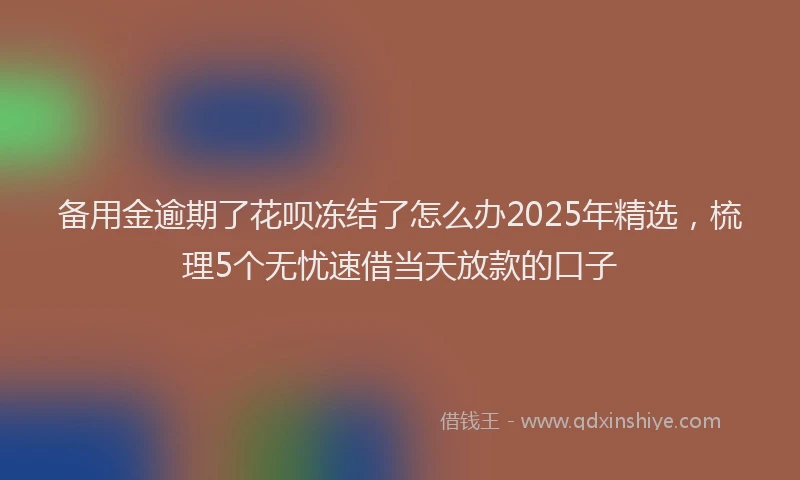 备用金逾期了花呗冻结了怎么办2025年精选，梳理5个无忧速借当天放款的口子