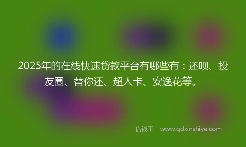 2025年的在线快速贷款平台有哪些有：还呗、投友圈、替你还、超人卡、安逸花等。
