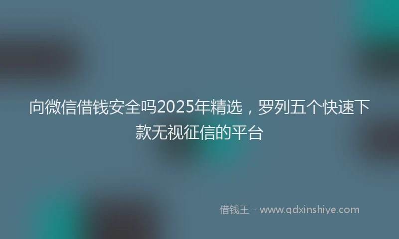 向微信借钱安全吗2025年精选，罗列五个快速下款无视征信的平台
