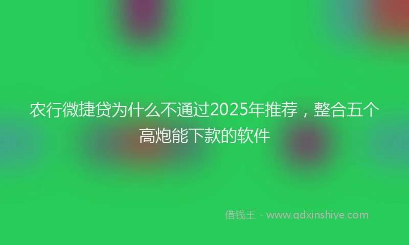 农行微捷贷为什么不通过2025年推荐，整合五个高炮能下款的软件