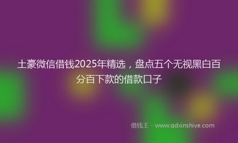 土豪微信借钱2025年精选，盘点五个无视黑白百分百下款的借款口子