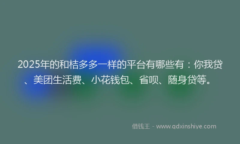 2025年的和桔多多一样的平台有哪些有：你我贷、美团生活费、小花钱包、省呗、随身贷等。