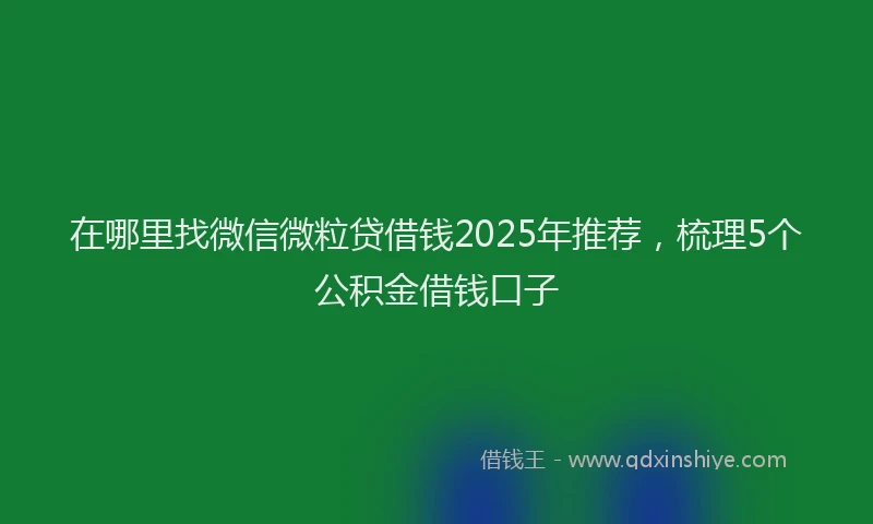 在哪里找微信微粒贷借钱2025年推荐，梳理5个公积金借钱口子