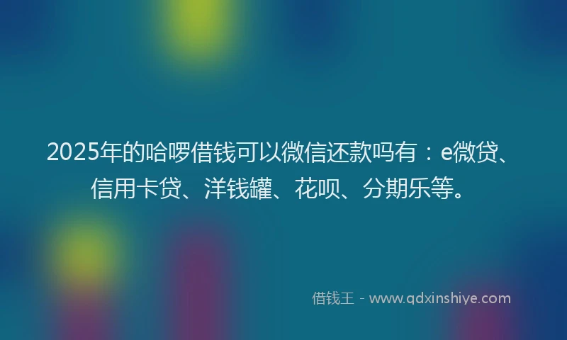 2025年的哈啰借钱可以微信还款吗有：e微贷、信用卡贷、洋钱罐、花呗、分期乐等。