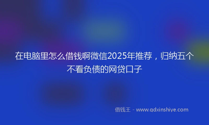 在电脑里怎么借钱啊微信2025年推荐，归纳五个不看负债的网贷口子