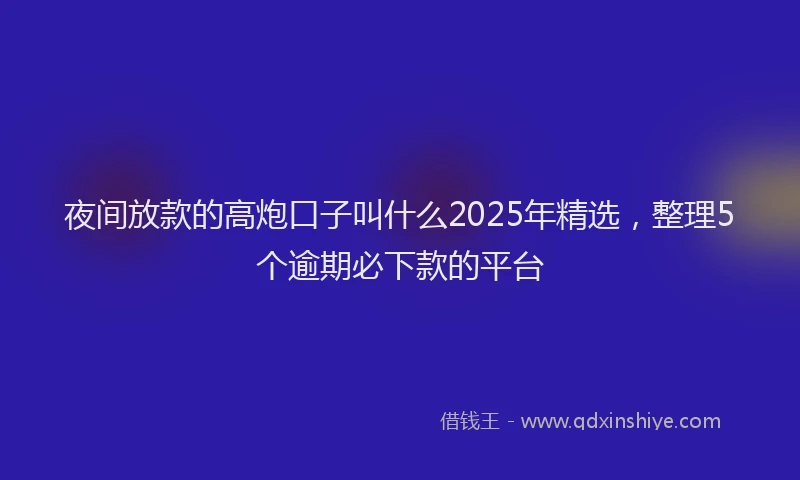 夜间放款的高炮口子叫什么2025年精选，整理5个逾期必下款的平台