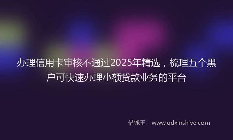 办理信用卡审核不通过2025年精选，梳理五个黑户可快速办理小额贷款业务的平台