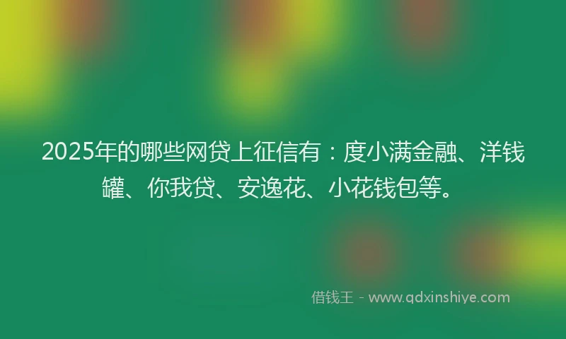 2025年的哪些网贷上征信有：度小满金融、洋钱罐、你我贷、安逸花、小花钱包等。