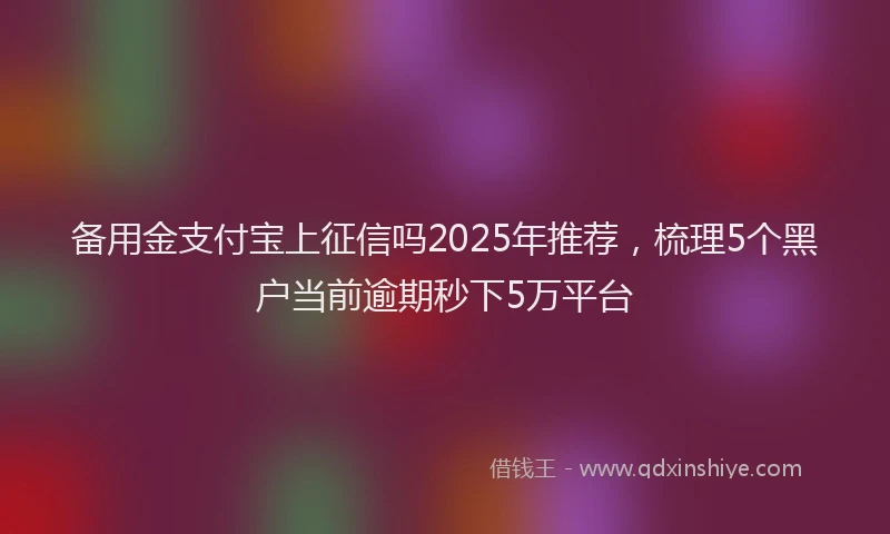 备用金支付宝上征信吗2025年推荐，梳理5个黑户当前逾期秒下5万平台