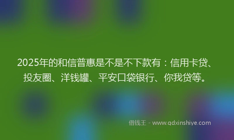 2025年的和信普惠是不是不下款有：信用卡贷、投友圈、洋钱罐、平安口袋银行、你我贷等。