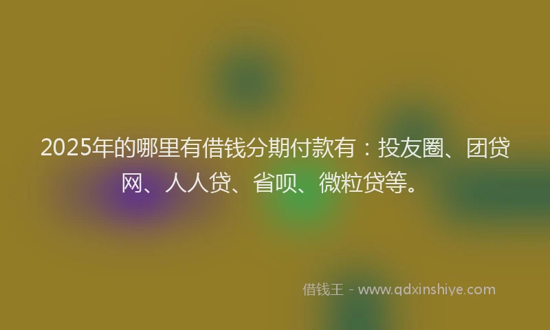 2025年的哪里有借钱分期付款有：投友圈、团贷网、人人贷、省呗、微粒贷等。