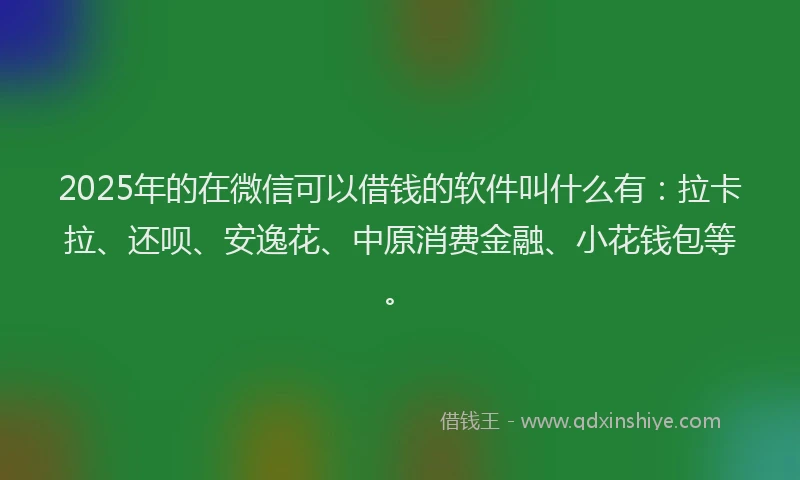 2025年的在微信可以借钱的软件叫什么有：拉卡拉、还呗、安逸花、中原消费金融、小花钱包等。