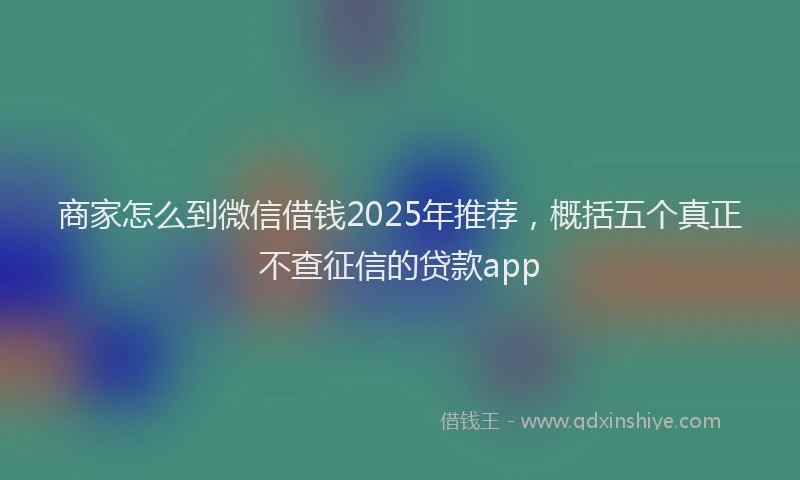 商家怎么到微信借钱2025年推荐，概括五个真正不查征信的贷款app