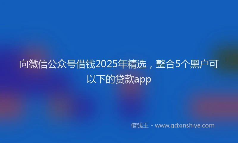 向微信公众号借钱2025年精选，整合5个黑户可以下的贷款app