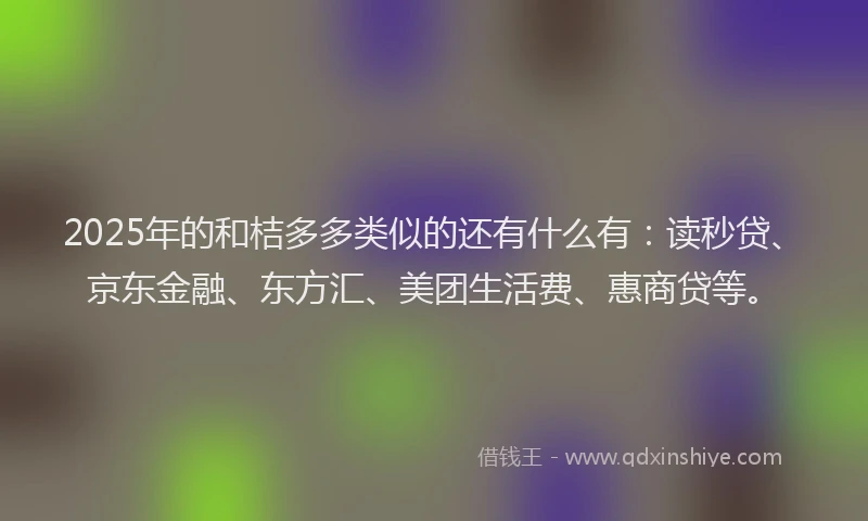 2025年的和桔多多类似的还有什么有：读秒贷、京东金融、东方汇、美团生活费、惠商贷等。