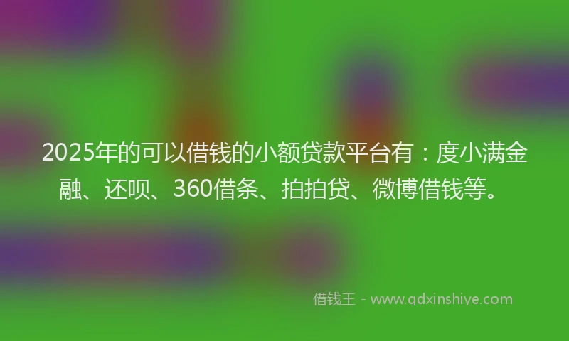 2025年的可以借钱的小额贷款平台有：度小满金融、还呗、360借条、拍拍贷、微博借钱等。